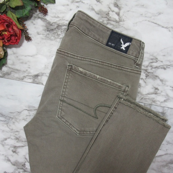 American Eagle Outfitters Denim - American Eagle Outfitters Taupe Jeggings Raw Hem